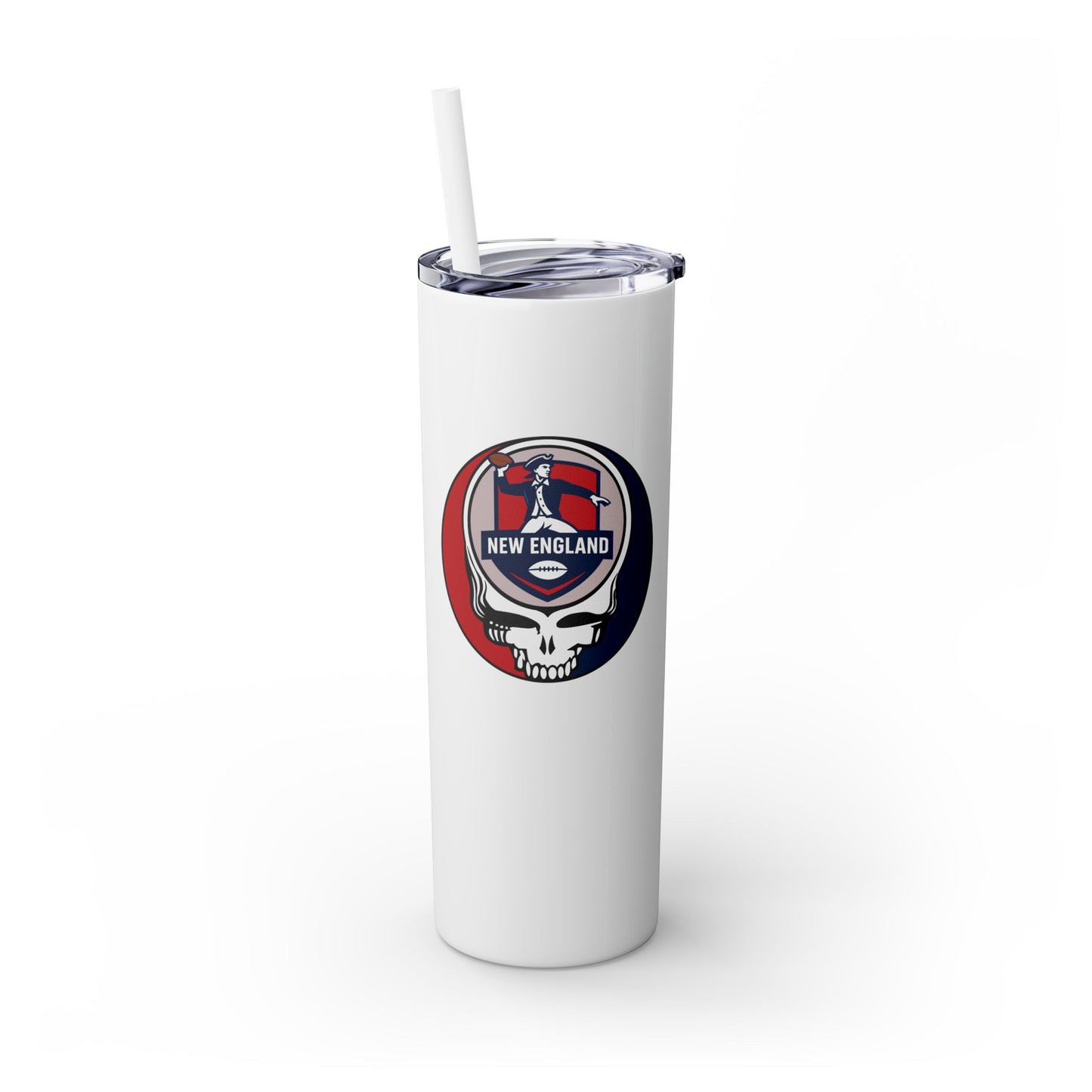 New England Football Stealie Skinny Tumbler with Straw, 20oz