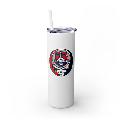 New England Football Stealie Skinny Tumbler with Straw, 20oz