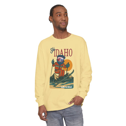 Ski Idaho - Life is dead. Mountain Collection Garment-Dyed Long Sleeve T-Shirt