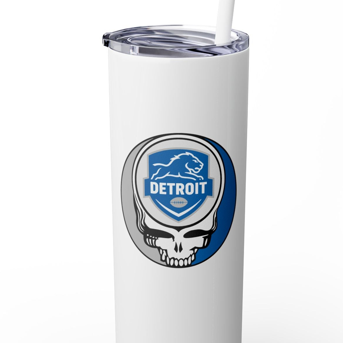 Detroit Football Stealie Skinny Tumbler with Straw, 20oz - NFL