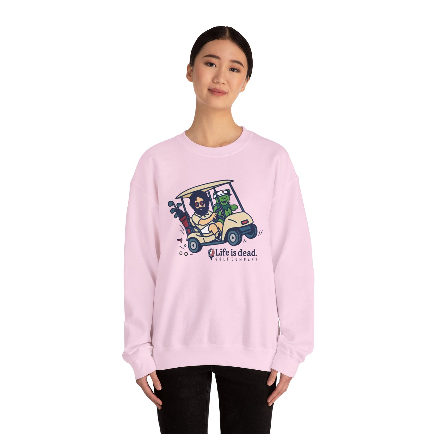 Joy Ridin' Jerry and The Bear | Life is dead. Crewneck Sweatshirt