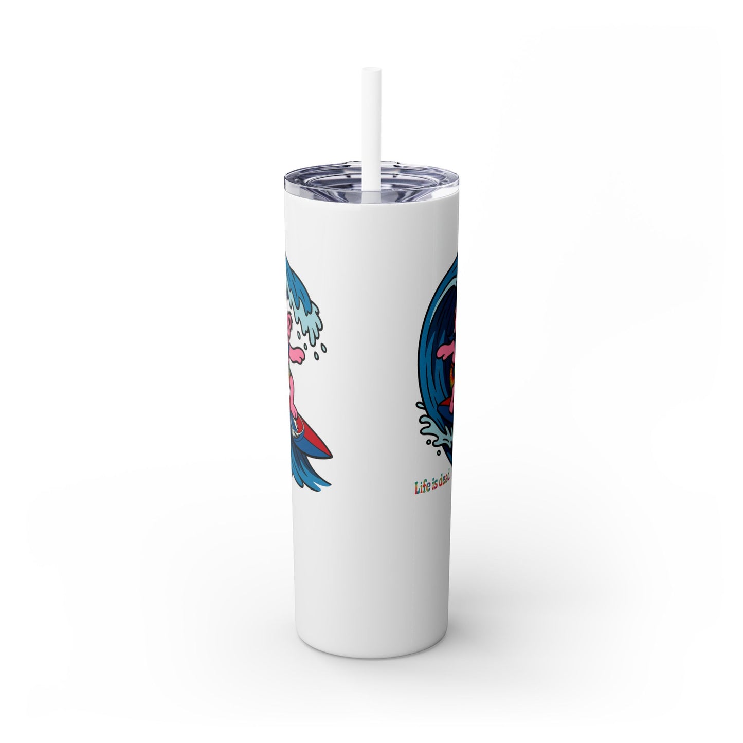 Surfin' Bear Skinny Tumbler with Straw, 20oz