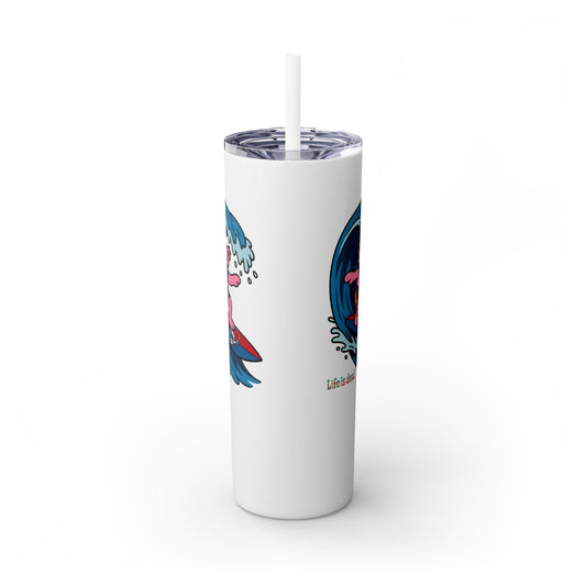 Surfin' Bear Skinny Tumbler with Straw, 20oz