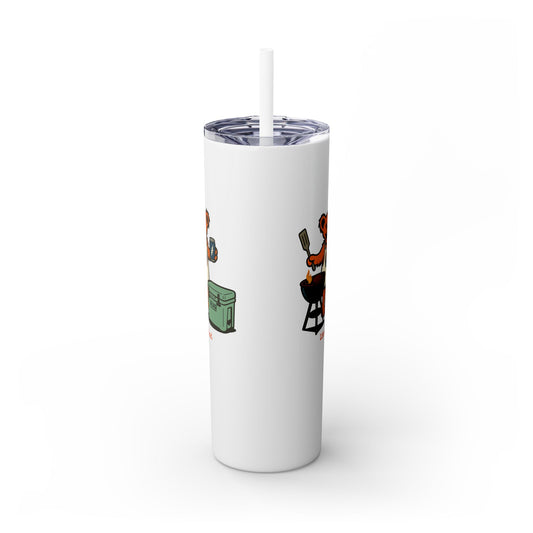 Grillin' Bear - Life is dead. Skinny Tumbler with Straw, 20oz
