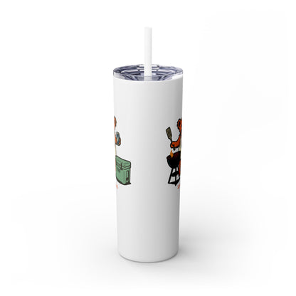 Grillin' Bear - Life is dead. Skinny Tumbler with Straw, 20oz