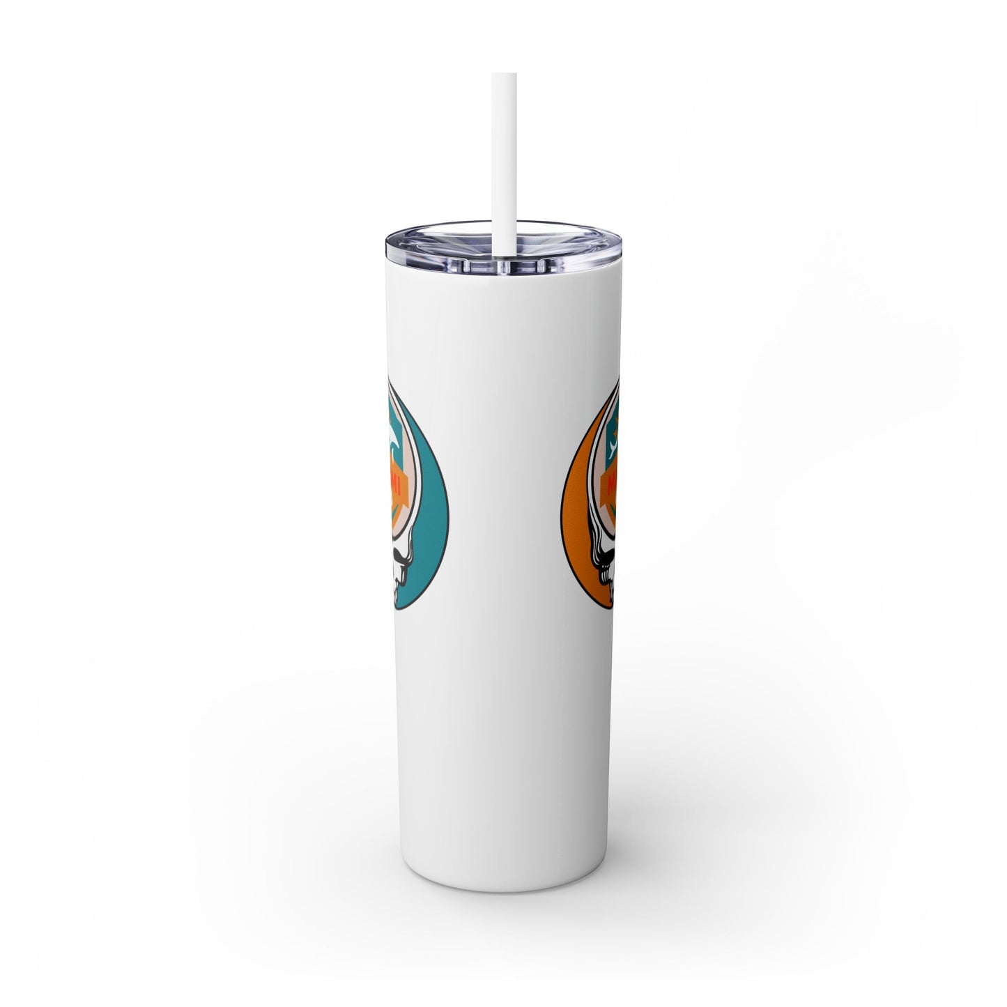 Miami Football Stealie Skinny Tumbler with Straw, 20oz - NFL