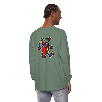 Grateful Dead Tie Dye Dancing Bear Two Sided Vineyard Collection Garment-dyed Long Sleeve T-Shirt