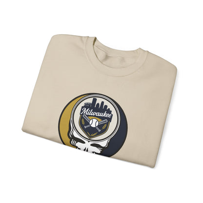 Milwaukee Brewers Stealie Grateful Dead Crewneck Sweatshirt - MLB