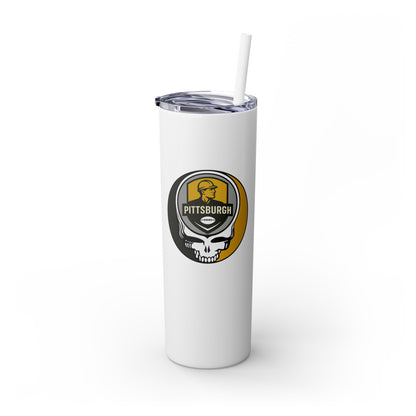 Pittsburgh Football Stealie Skinny Tumbler with Straw, 20oz - NFL