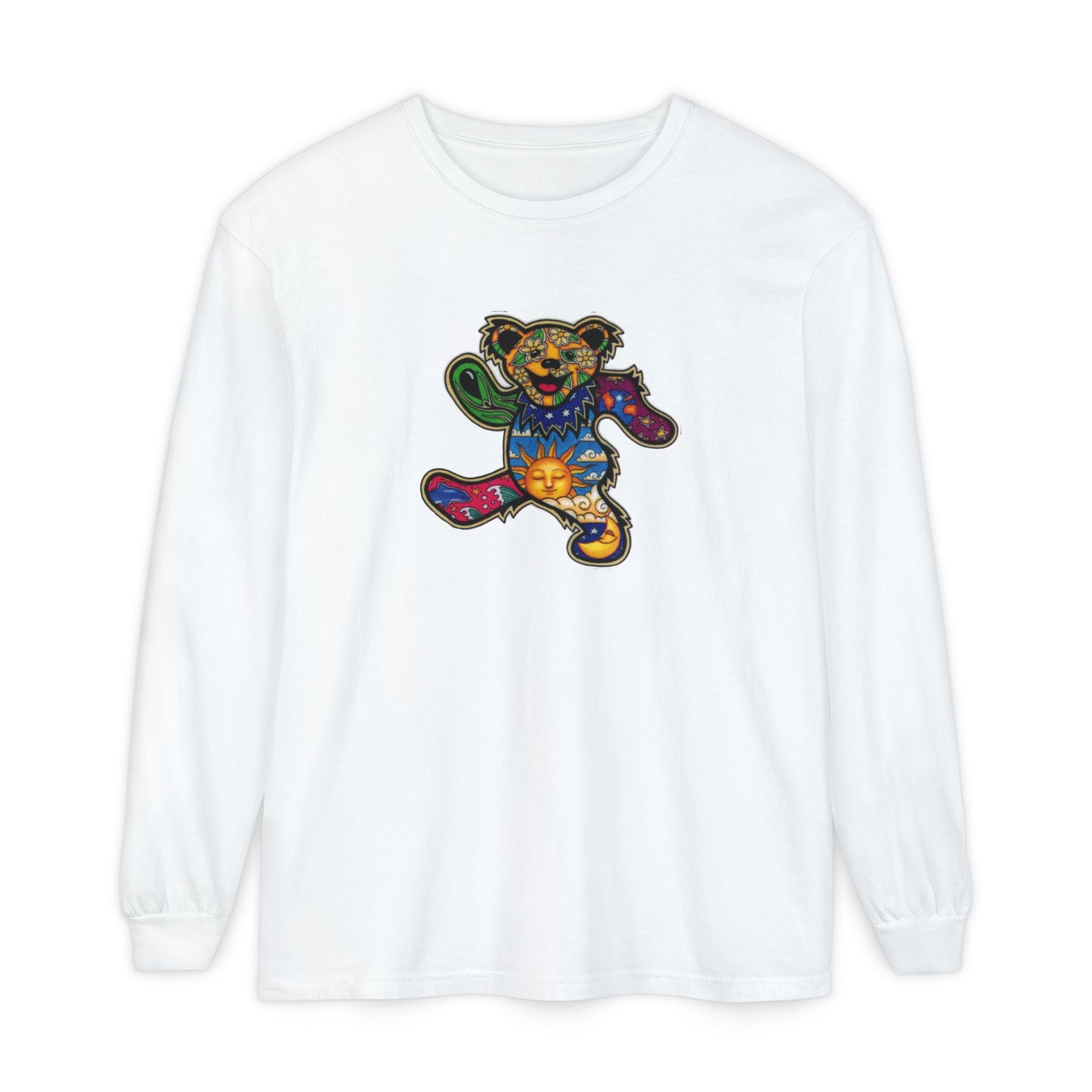 Patchwork Bear Double-Sided Vineyard Collection Garment-dyed Long Sleeve T-Shirt