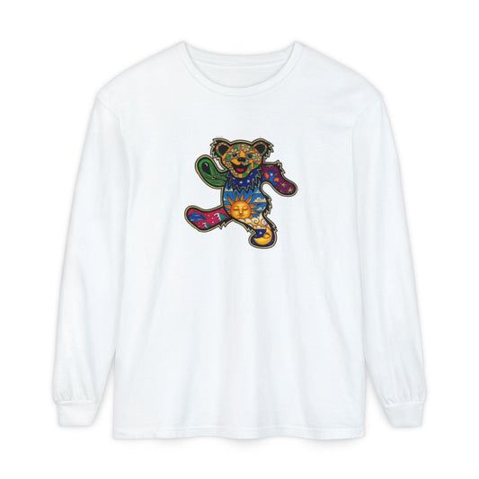 Patchwork Bear Double-Sided Vineyard Collection Garment-dyed Long Sleeve T-Shirt