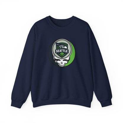 Seattle Football Grateful Dead Stealie Crewneck Sweatshirt