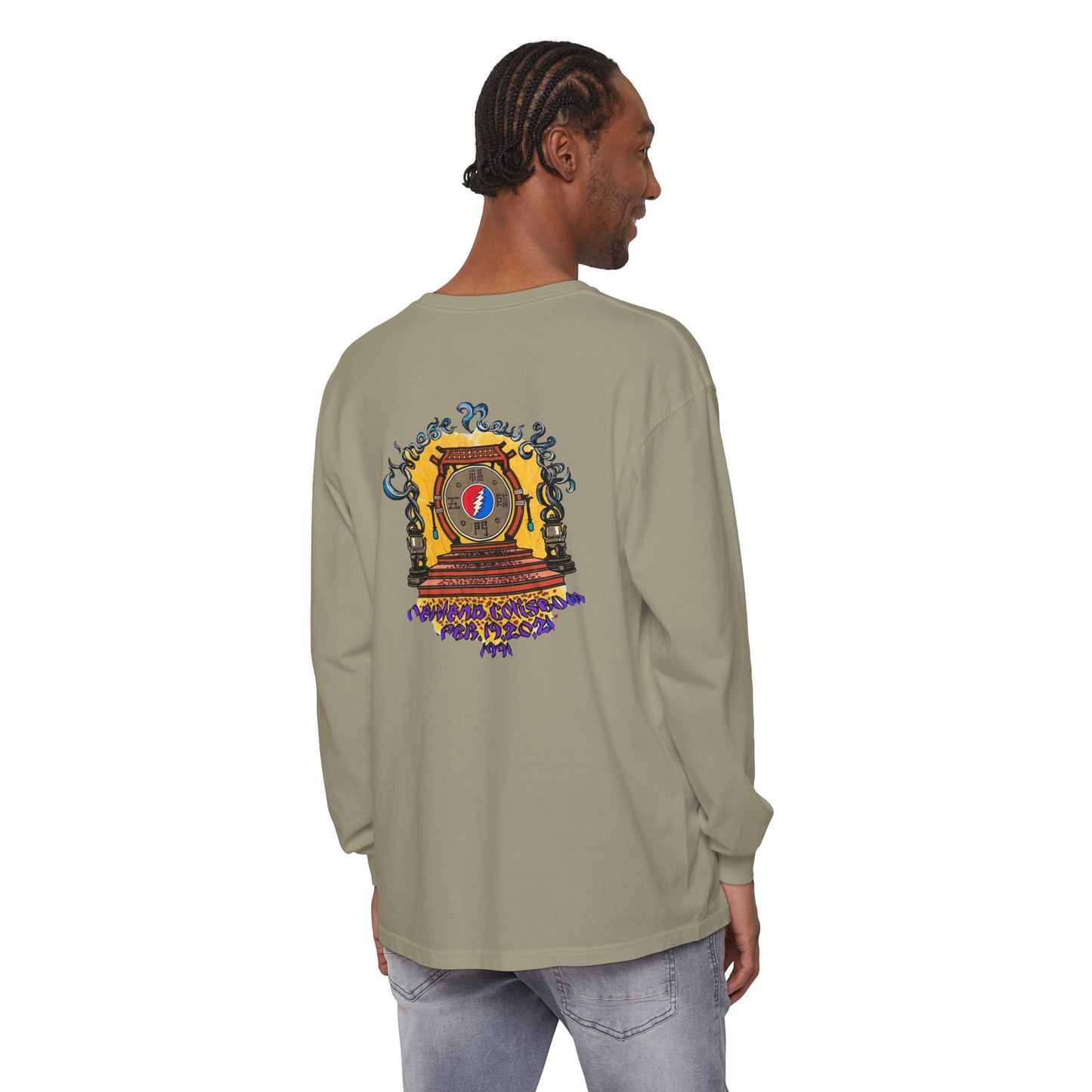 Grateful Dead Chinese New Year Concert Two-Sided Long-Sleeve Tee - Garment-dyed