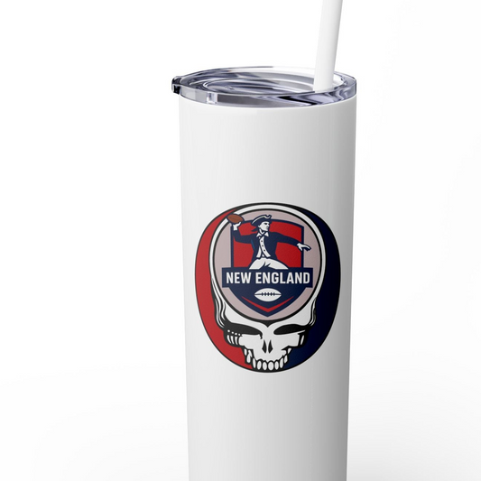 New England Football Stealie Skinny Tumbler with Straw, 20oz
