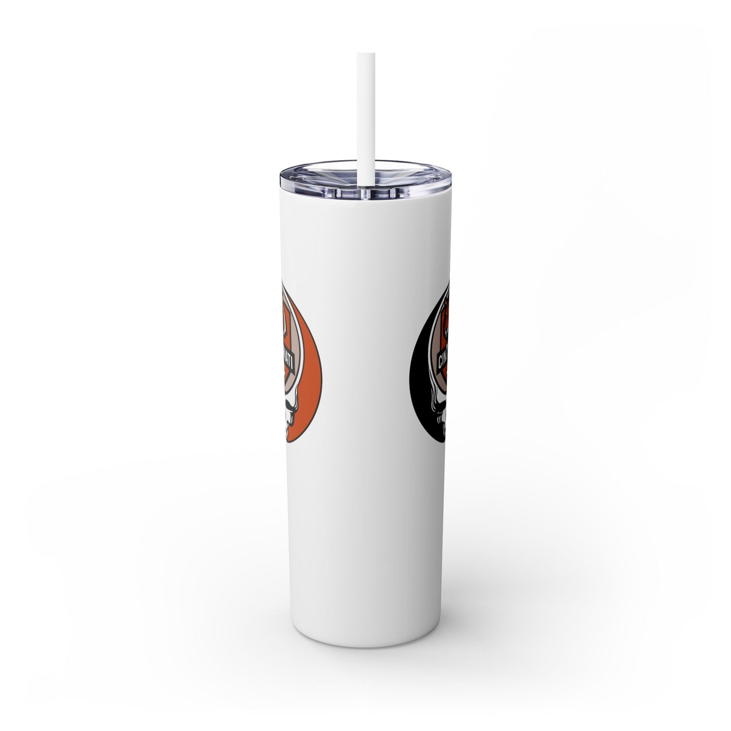 Cincinnati Football Stealie Skinny Tumbler with Straw, 20oz - NFL