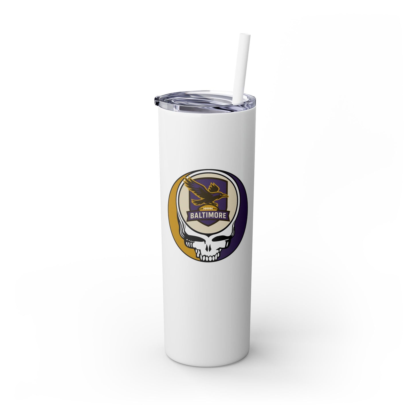 Baltimore Football Stealie Skinny Tumbler with Straw, 20oz - NFL