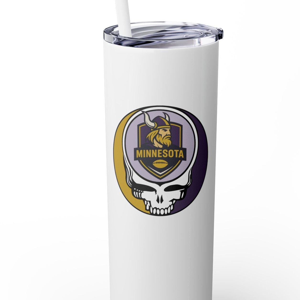 Minnesota Football Stealie Skinny Tumbler with Straw, 20oz - NFL