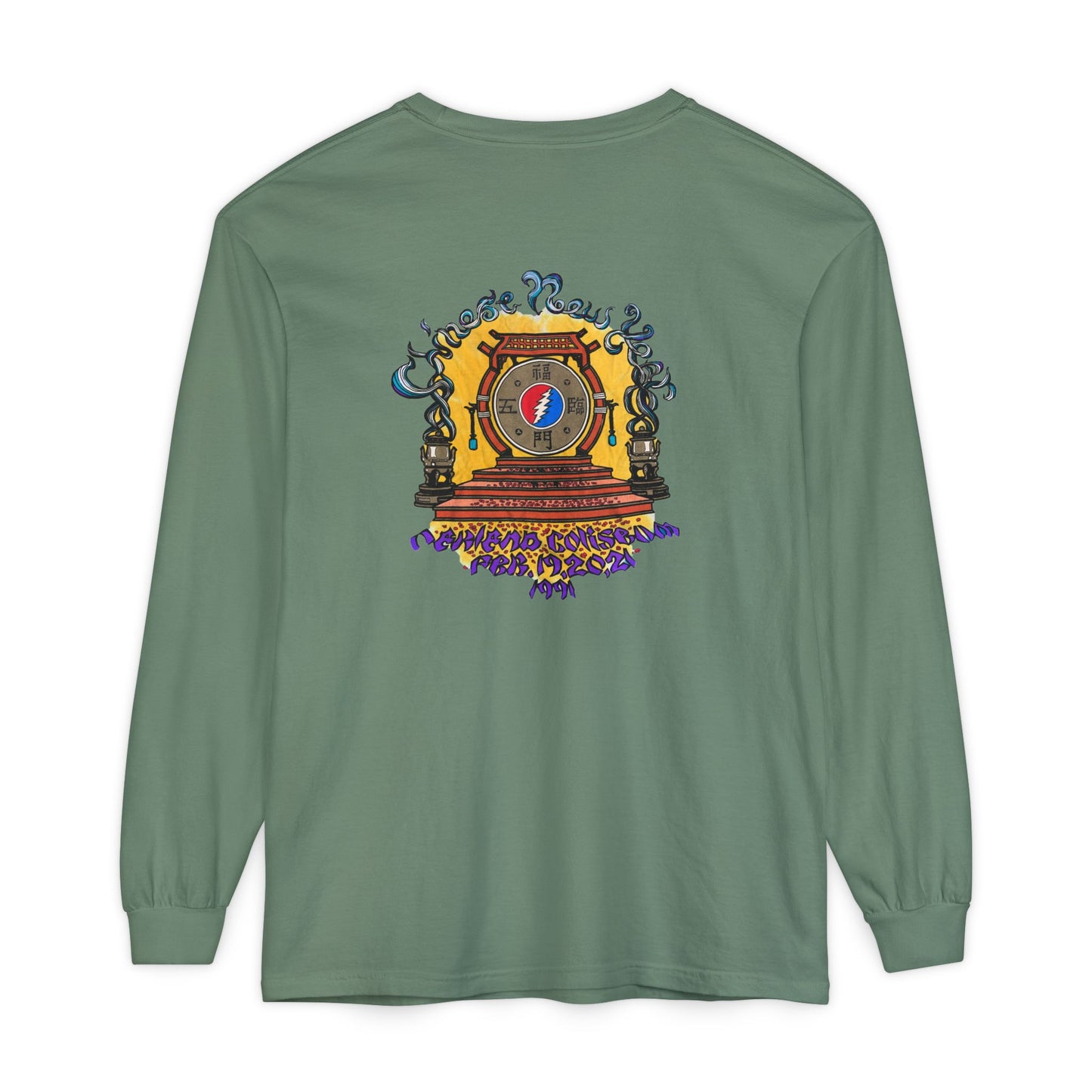 Grateful Dead Chinese New Year Concert Two-Sided Long-Sleeve Tee - Garment-dyed