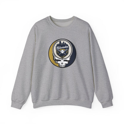 Milwaukee Brewers Stealie Grateful Dead Crewneck Sweatshirt - MLB