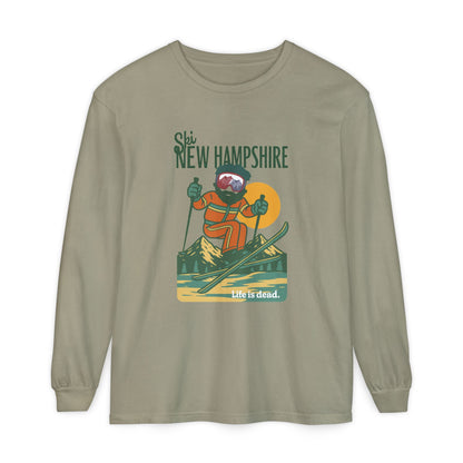 Ski New Hampshire - Life is dead. Mountain Collection Garment-Dyed Long Sleeve T-Shirt