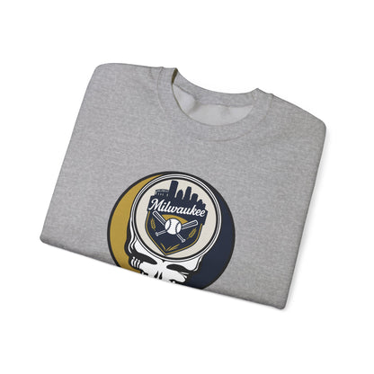 Milwaukee Brewers Stealie Grateful Dead Crewneck Sweatshirt - MLB