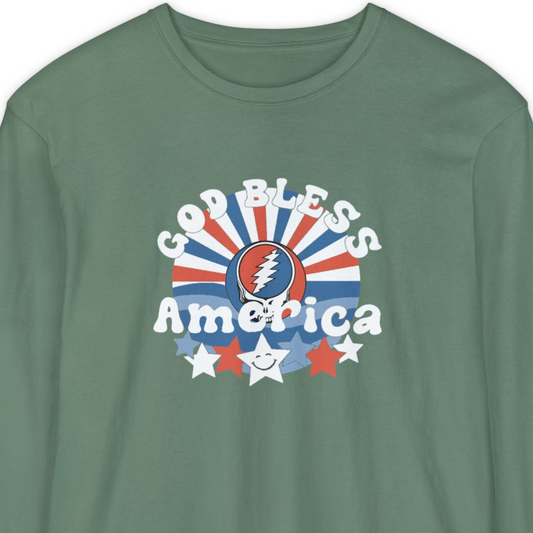 God Bless America Vineyard Collection Garment-Dyed Long Sleeve