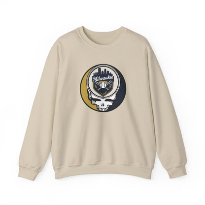 Milwaukee Brewers Stealie Grateful Dead Crewneck Sweatshirt - MLB