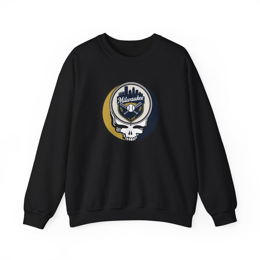 Milwaukee Brewers Stealie Grateful Dead Crewneck Sweatshirt - MLB