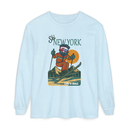 Ski New York - Life is dead. Mountain Collection Garment-Dyed Long Sleeve T-Shirt