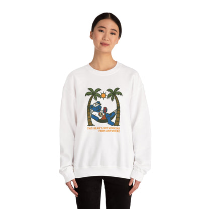 This Bear's Not Workin' From Anywhere | Life is dead. Crewneck Sweatshirt