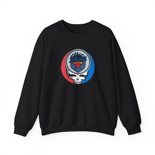Miami Marlins Grateful Dead Stealie Crewneck Sweatshirt - MLB