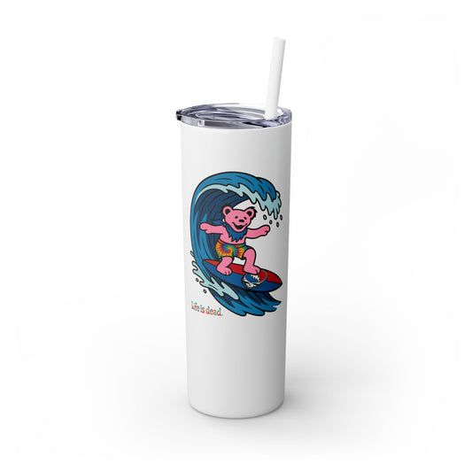 Surfin' Bear Skinny Tumbler with Straw, 20oz