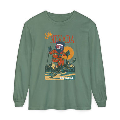 Ski Nevada - Life is dead. Mountain Collection Garment-Dyed Long Sleeve T-Shirt