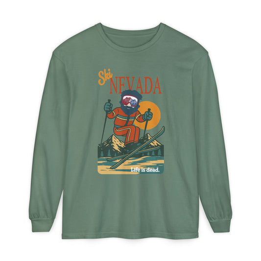 Ski Nevada - Life is dead. Mountain Collection Garment-Dyed Long Sleeve T-Shirt