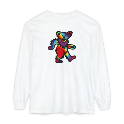 Grateful Dead Tie Dye Dancing Bear Two Sided Vineyard Collection Garment-dyed Long Sleeve T-Shirt