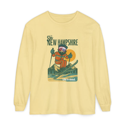 Ski New Hampshire - Life is dead. Mountain Collection Garment-Dyed Long Sleeve T-Shirt