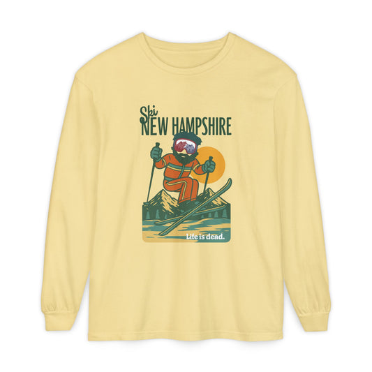 Ski New Hampshire - Life is dead. Mountain Collection Garment-Dyed Long Sleeve T-Shirt