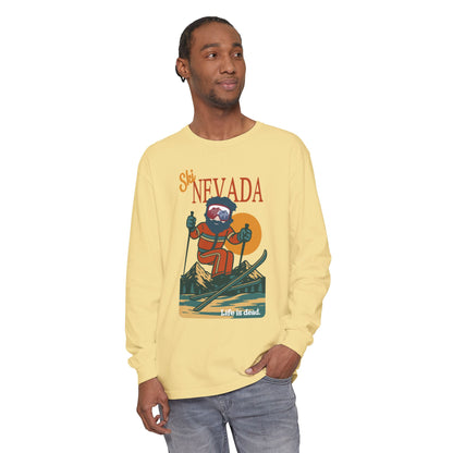 Ski Nevada - Life is dead. Mountain Collection Garment-Dyed Long Sleeve T-Shirt