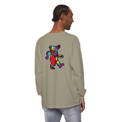 Grateful Dead Tie Dye Dancing Bear Two Sided Vineyard Collection Garment-dyed Long Sleeve T-Shirt