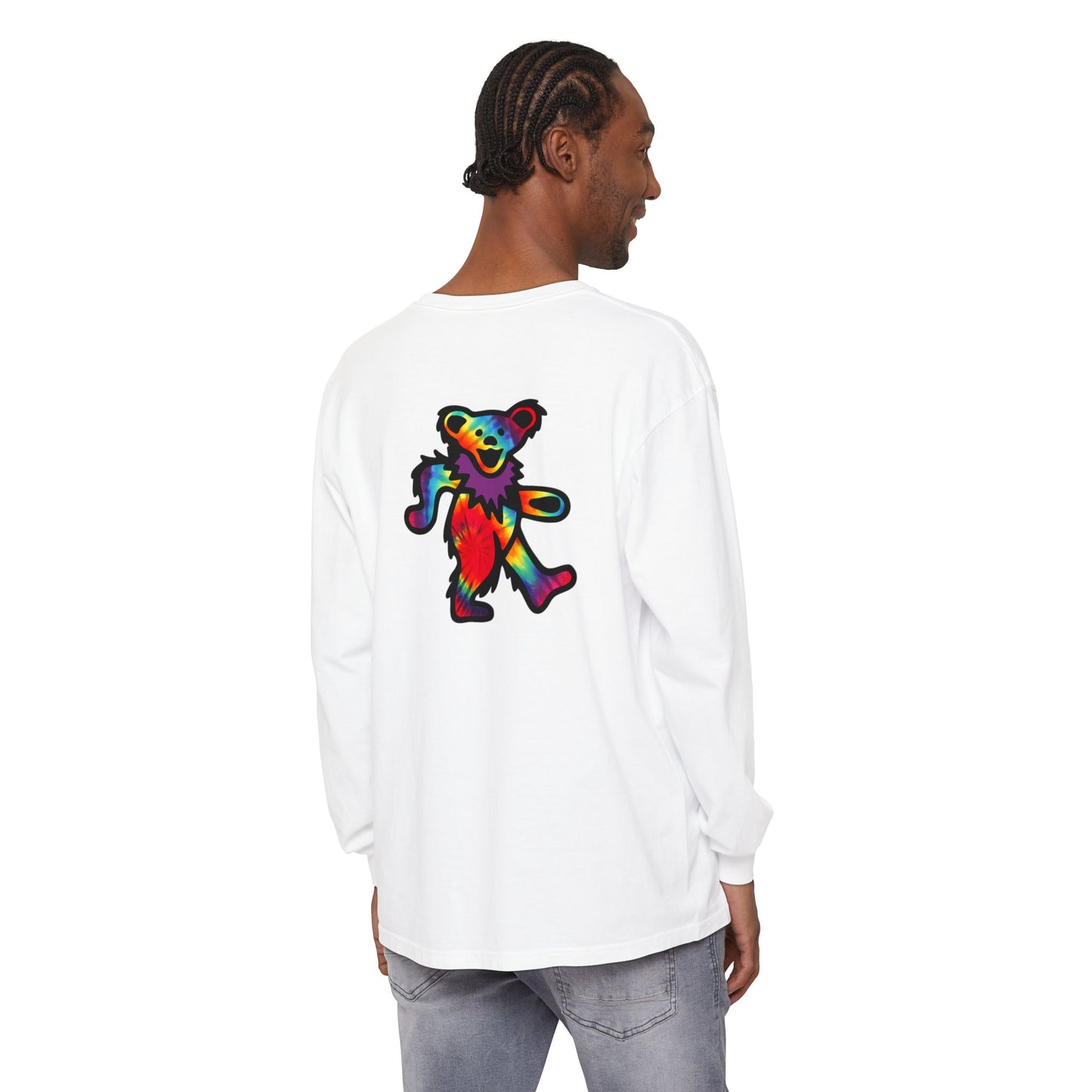 Grateful Dead Tie Dye Dancing Bear Two Sided Vineyard Collection Garment-dyed Long Sleeve T-Shirt
