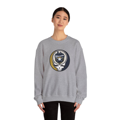 Milwaukee Brewers Stealie Grateful Dead Crewneck Sweatshirt - MLB