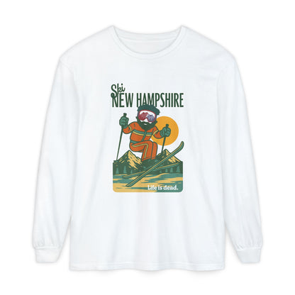 Ski New Hampshire - Life is dead. Mountain Collection Garment-Dyed Long Sleeve T-Shirt