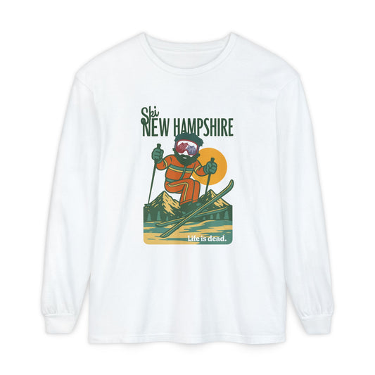 Ski New Hampshire - Life is dead. Mountain Collection Garment-Dyed Long Sleeve T-Shirt