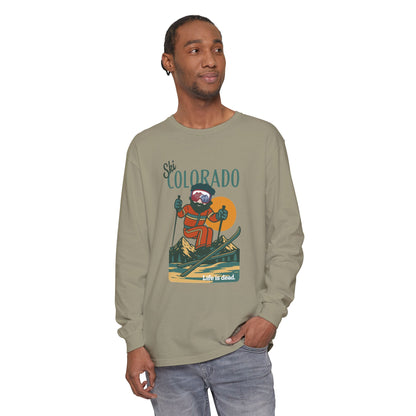 Ski Colorado - Life is dead. Mountain Collection Garment-Dyed Long Sleeve T-Shirt