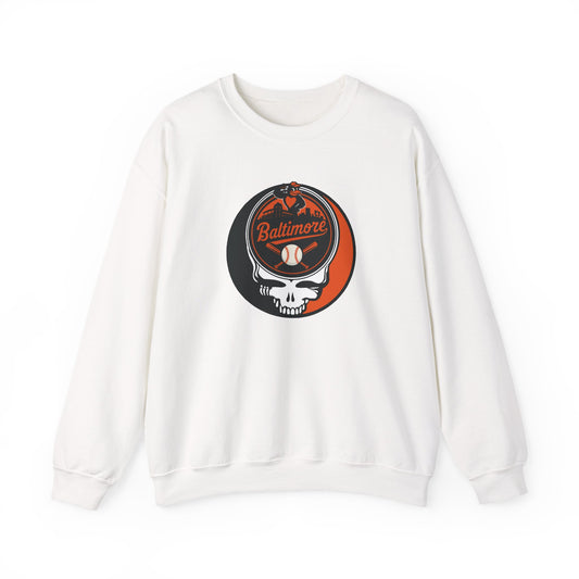 Baltimore Orioles Grateful Dead Stealie Crewneck Sweatshirt - MLB