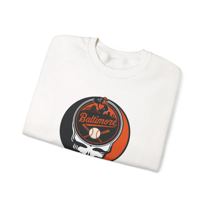 Baltimore Orioles Grateful Dead Stealie Crewneck Sweatshirt - MLB
