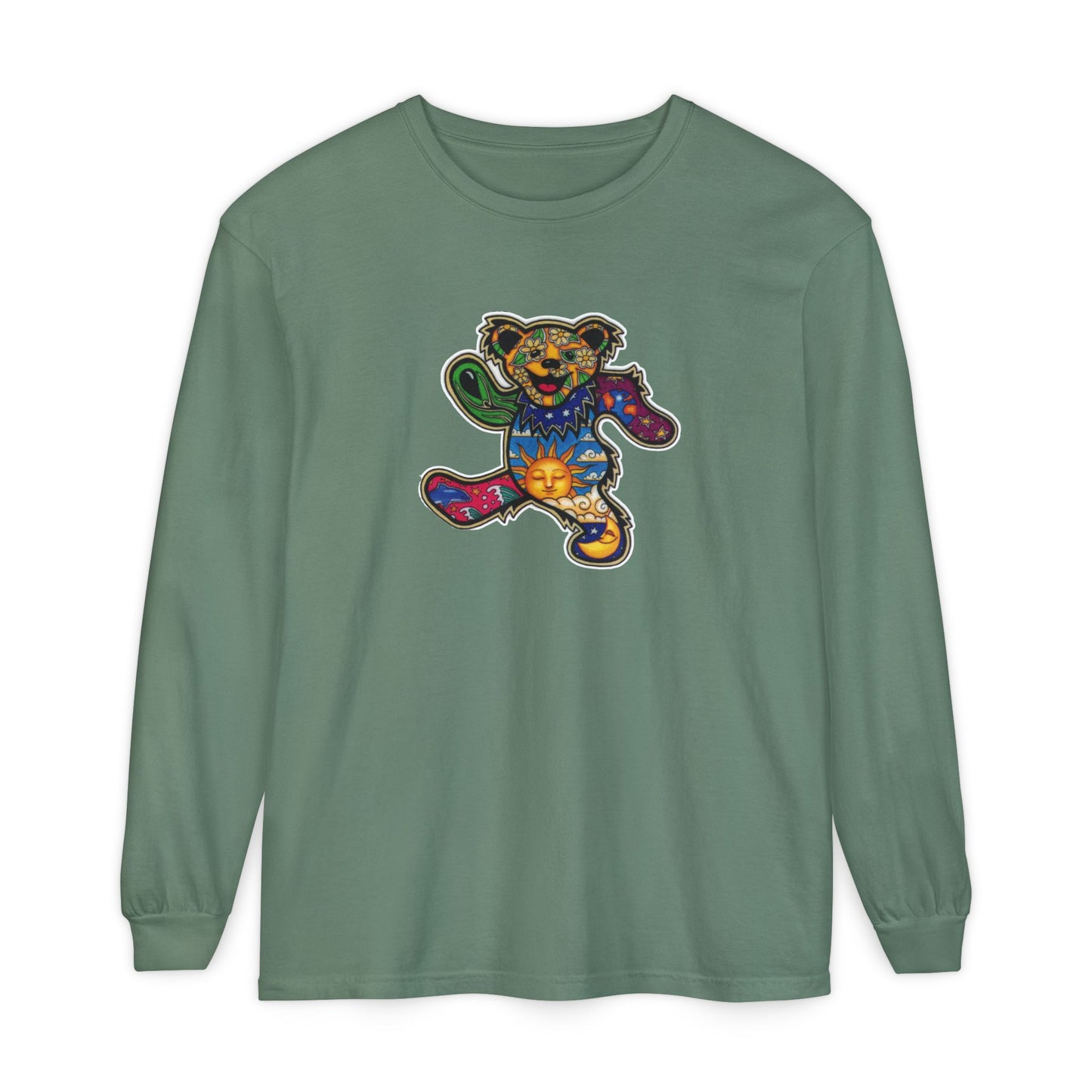 Patchwork Bear Double-Sided Vineyard Collection Garment-dyed Long Sleeve T-Shirt