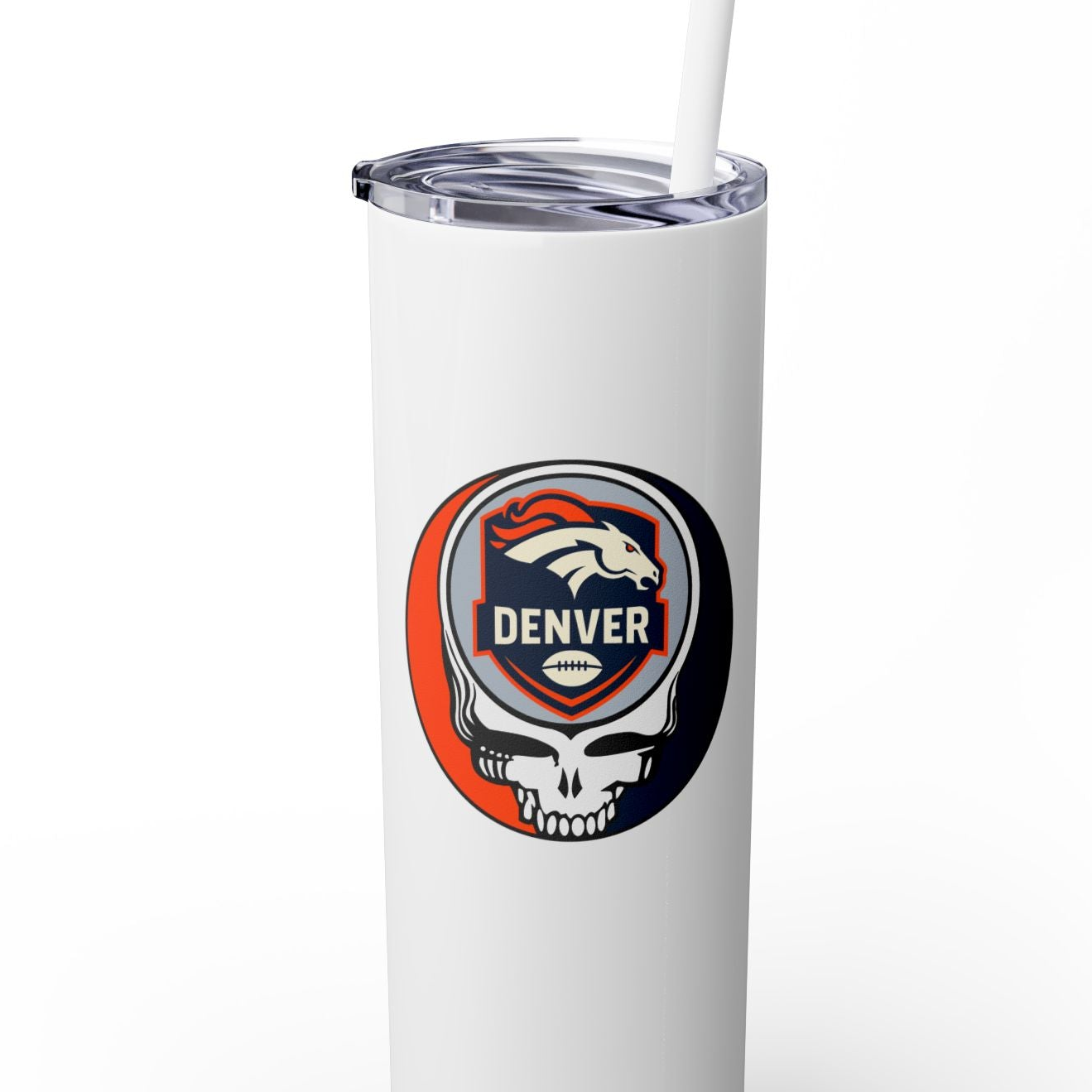 Denver Football Stealie Skinny Tumbler with Straw, 20oz - NFL