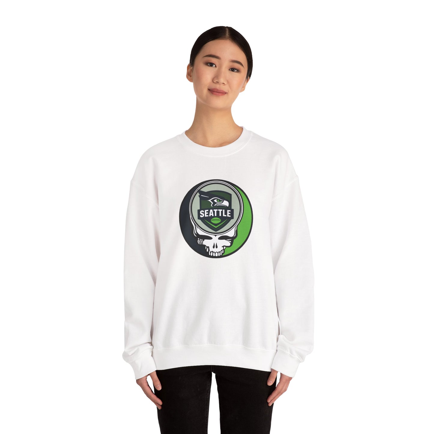Seattle Football Grateful Dead Stealie Crewneck Sweatshirt