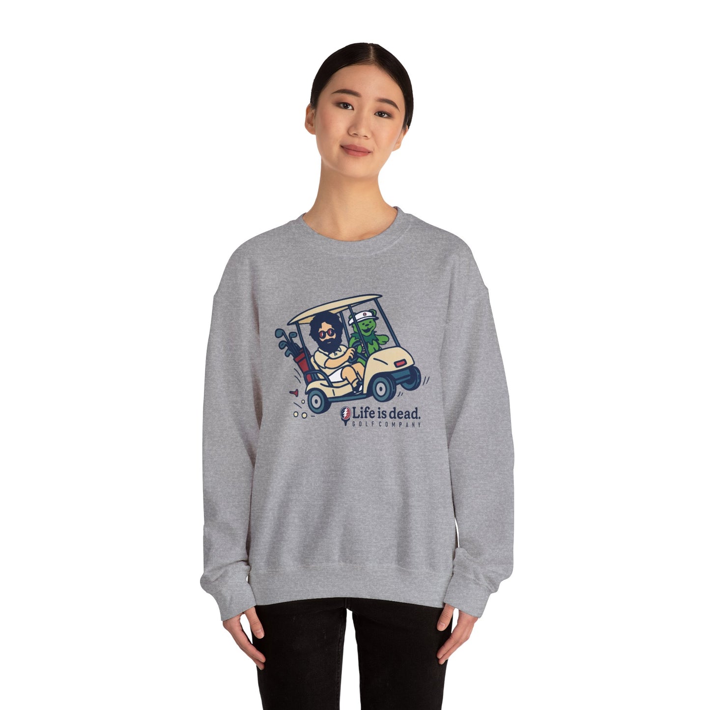 Joy Ridin' Jerry and The Bear | Life is dead. Crewneck Sweatshirt